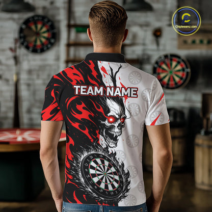 Custom Black Red Skull Darts Shirt for Men Darts Team Jerseys Dartboard Shirt Dart League NNT265