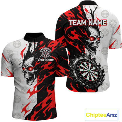 Custom Black Red Skull Darts Shirt for Men Darts Team Jerseys Dartboard Shirt Dart League NNT265