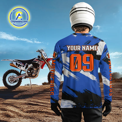 Blue Motocross Jersey Custom Men Women Kid Dirt Bike Shirts Off road Riding Shirt XM464