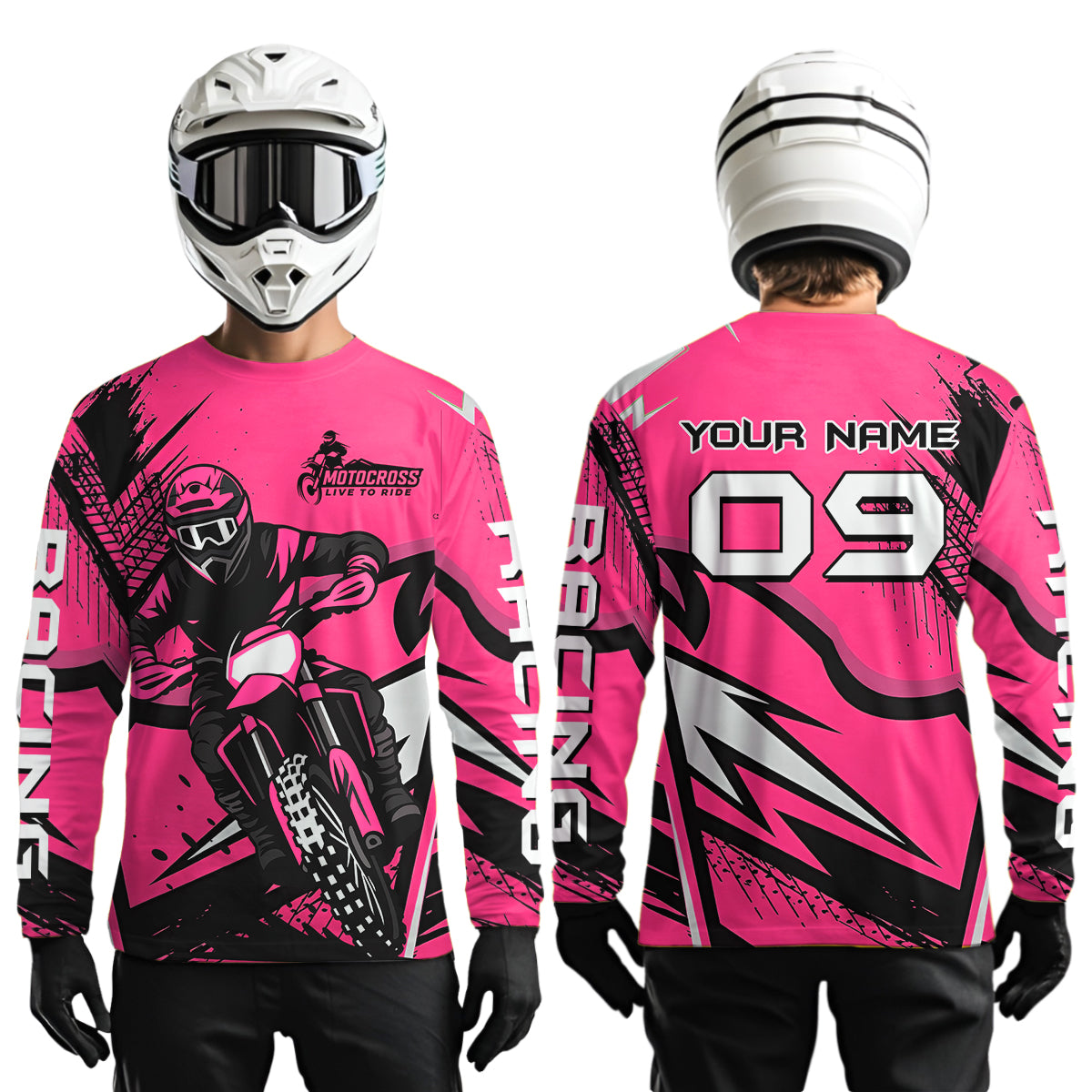 Pink Custom Motocross Jersey Men Women Kid Dirt Bike Shirts Off road Riding Shirt XM465