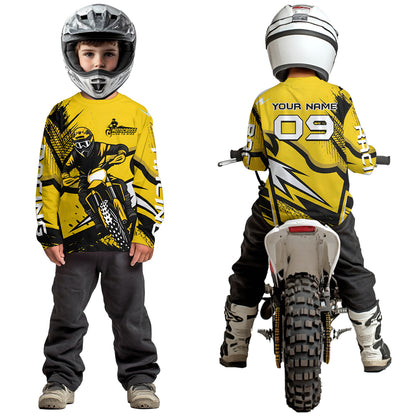 Yellow Custom Motocross Jersey Men Women Kid Dirt Bike Shirts Off road Riding Shirt XM465