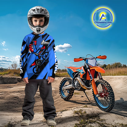 Blue Custom Motocross Jersey for Men Women Kid Dirt Bike Shirts Off road Riding Shirt XM467