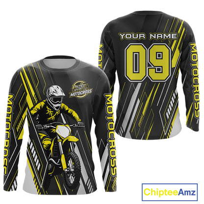 Black and Yellow Motocross Racing Jersey for Women Kid Men Dirt Bike Off road Shirt XM475