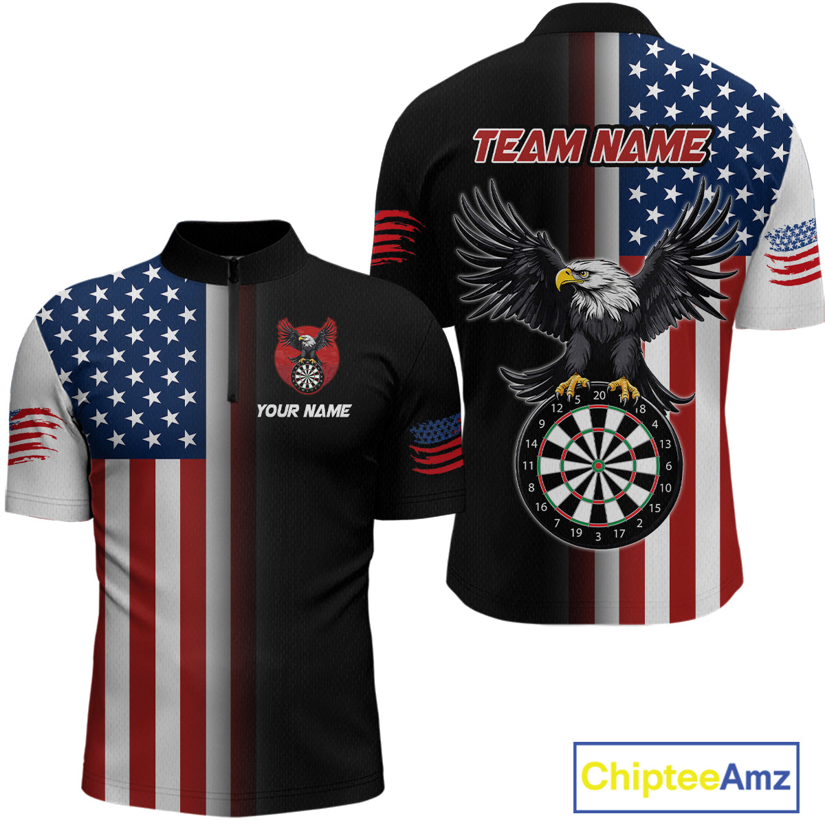 Custom American Flag Eagle Darts Shirt for Men Darts Team Jerseys Dartboard Shirt Dart League NNT268