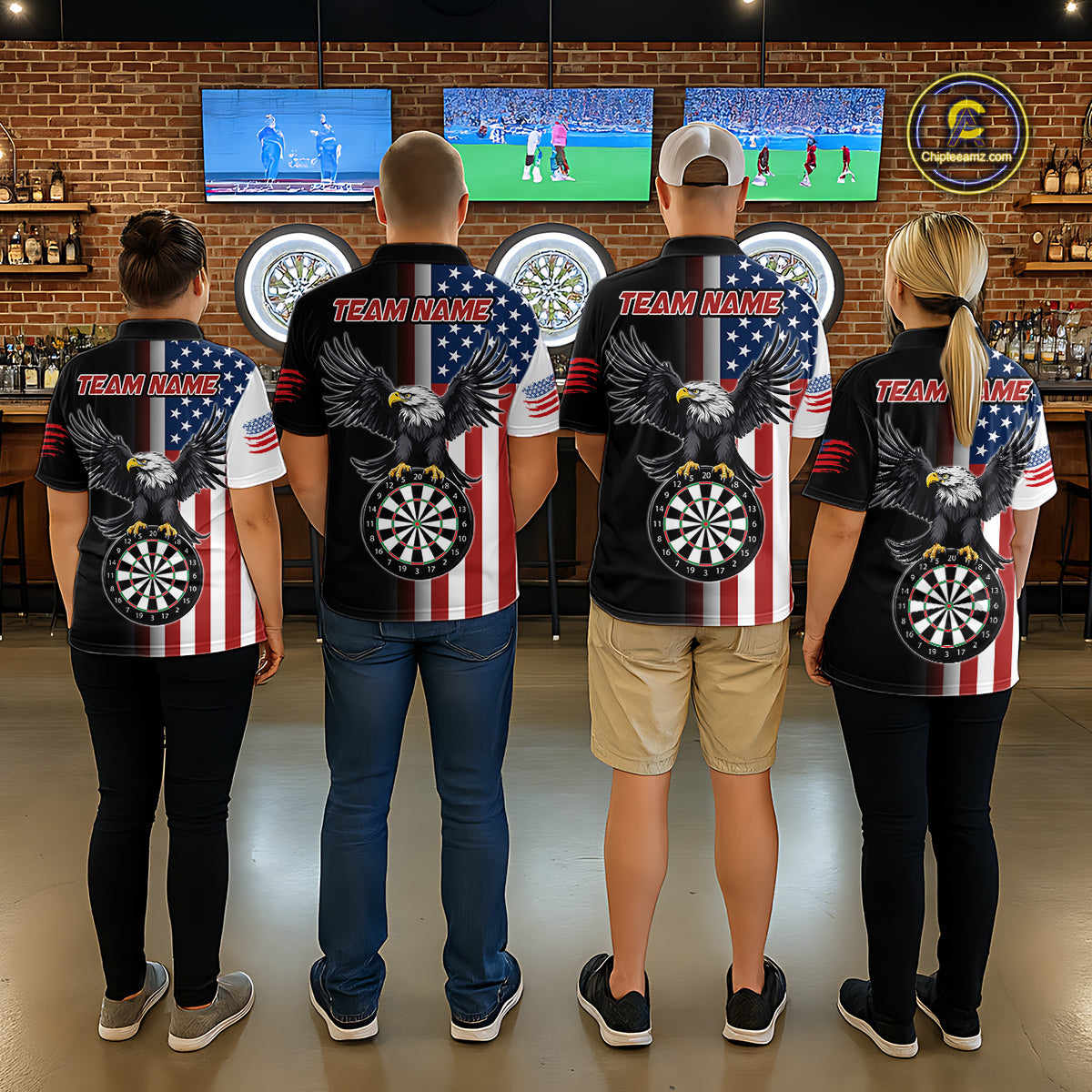 Custom American Flag Eagle Darts Shirt for Women Darts Team Jerseys Dartboard Shirt Dart League NNT268