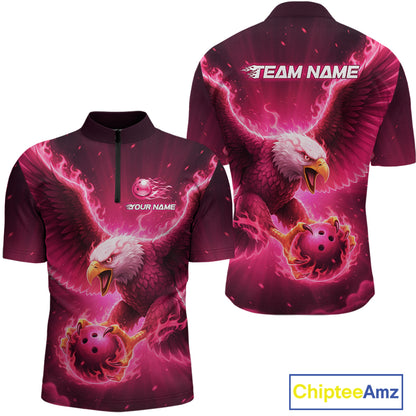 Pink Eagle Bowling Shirts for Team Women Men Custom Bowling Polo & 1/4 Zip Shirt MBL235