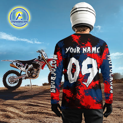 Custom Red and Blue Motocross Jersey for Men Kid Women Dirt Bike Jersey Riding Shirt XM484