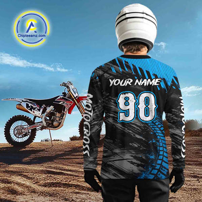 Custom Blue Motocross Jersey Men Kid Women Dirt Bike Jersey Motorcycle Riding Shirt XM485