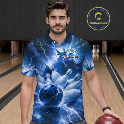 Blue Lightning Thunder Bowling Shirts Yellow for Team Women Men Bowling Jersey MBL247