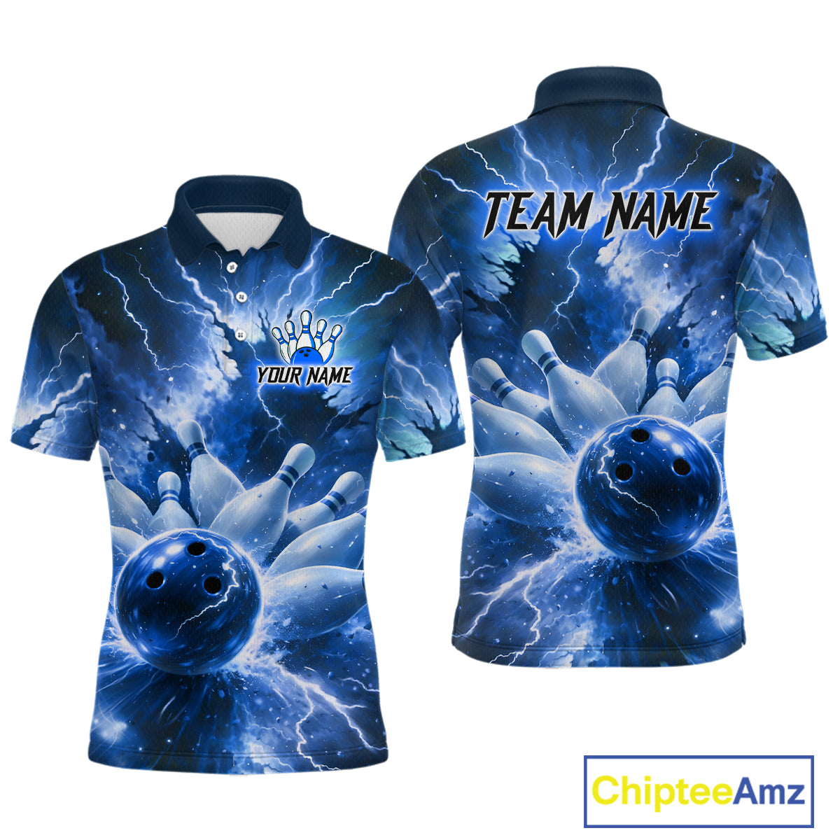 Blue Lightning Thunder Bowling Shirts Yellow for Team Women Men Bowling Jersey MBL247