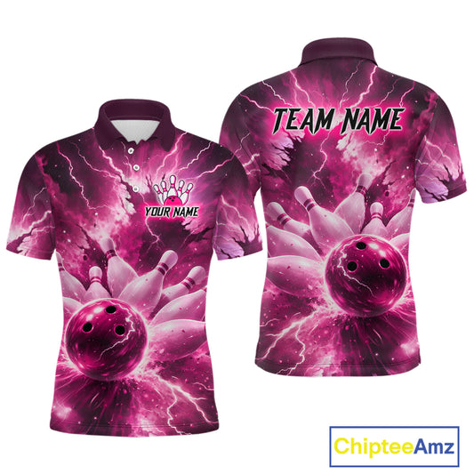Pink Lightning Thunder Bowling Shirts Yellow for Team Women Men Bowling Jersey MBL247