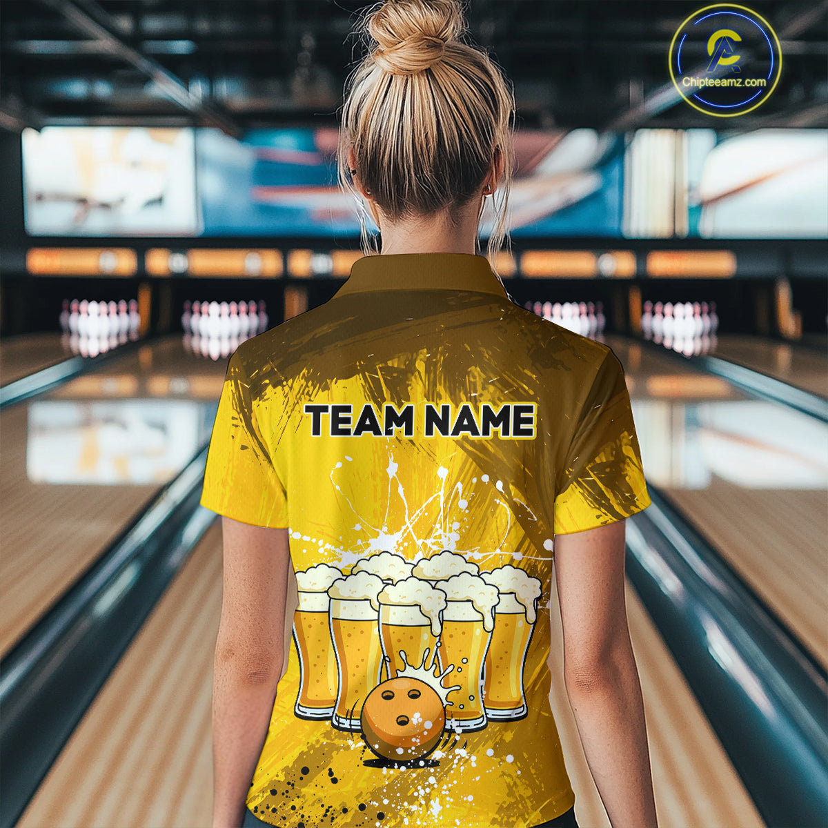 Beer Bowling Shirts Team Women Men Custom Yellow Bowling Jersey Bowl League MBL249