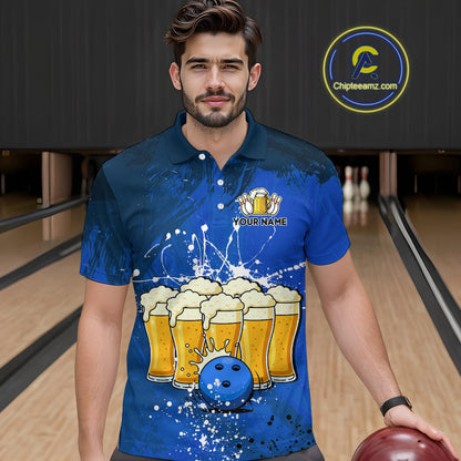 Beer Bowling Shirts Team Women Men Custom Blue Bowling Jersey Bowl League MBL249