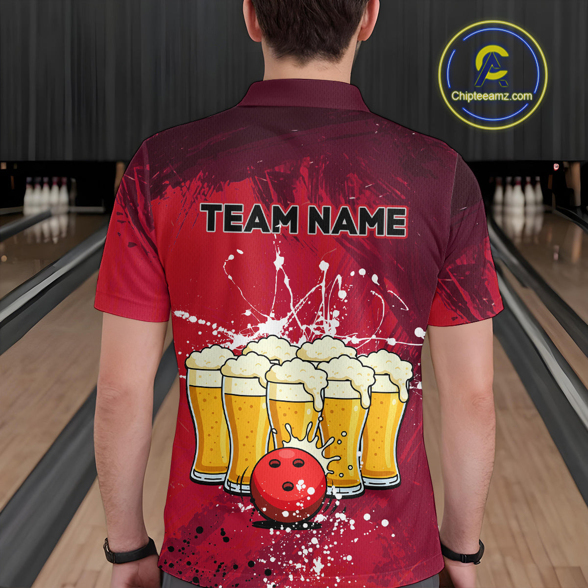 Beer Bowling Shirts Team Women Men Custom Red Bowling Jersey Bowl League MBL249