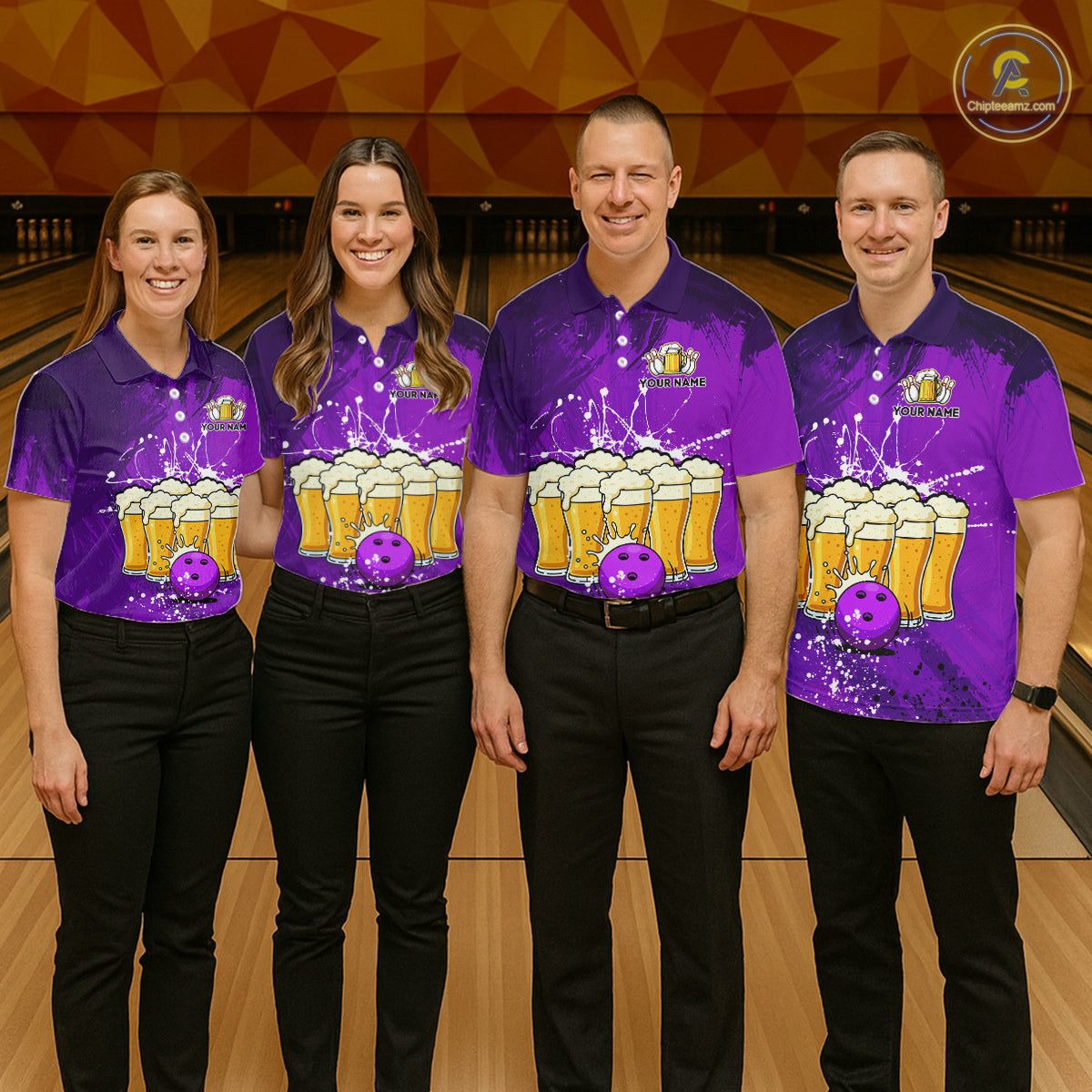Beer Bowling Shirts Team Women Men Custom Purple Bowling Jersey Bowl League MBL249