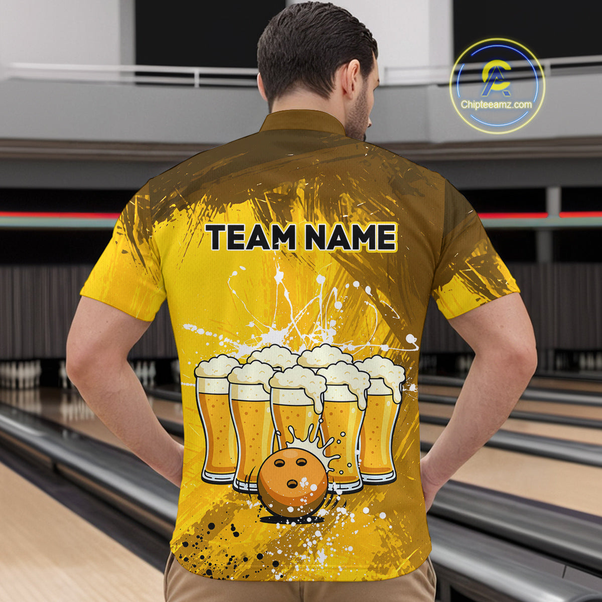 Beer Bowling Shirts Team Women Men Custom Yellow Bowling Jersey Bowl League MBL249