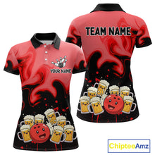 Load image into Gallery viewer, Funny Beer Bowling Shirts Red for Women Men Bowling Polo&amp;1/4 Zip Bowling League MBL252