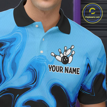 Funny Beer Bowling Shirts Blue for Women Men Bowling Polo&1/4 Zip Bowling League MBL252