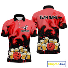 Load image into Gallery viewer, Funny Beer Bowling Shirts Red for Women Men Bowling Polo&amp;1/4 Zip Bowling League MBL252