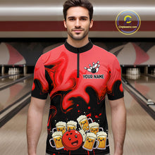 Load image into Gallery viewer, Funny Beer Bowling Shirts Red for Women Men Bowling Polo&amp;1/4 Zip Bowling League MBL252