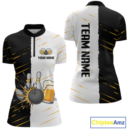 Beer Bowling Shirts Black&White Beer Bowling Jersey for Team Women Men Bowl League MBL259