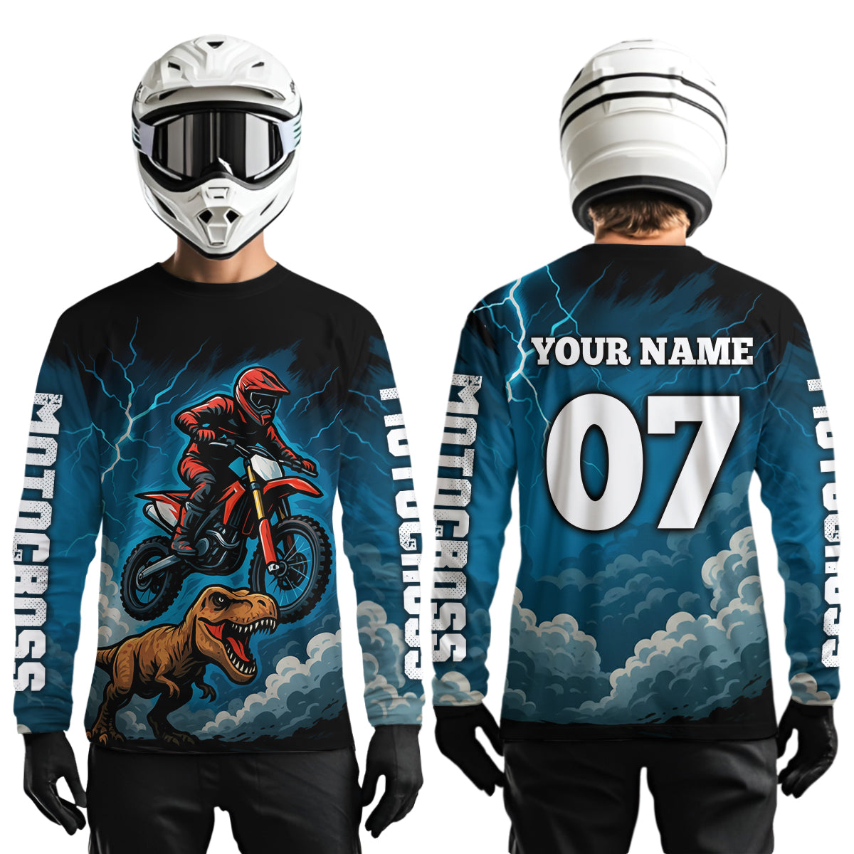 Blue Motocross Jersey Smoke Dirt Bike Shirts for Men Kid Women Racing Off road Jersey XM413