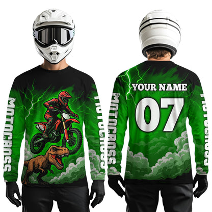Green Motocross Jersey Smoke Dirt Bike Shirts for Men Kid Women Racing Off road Jersey XM413