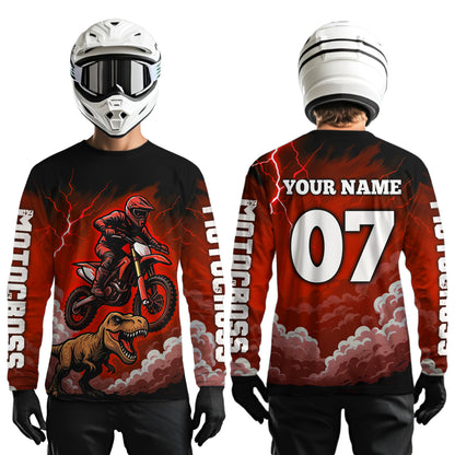 Red Motocross Jersey Smoke Dirt Bike Shirts for Men Kid Women Racing Off road Jersey XM413
