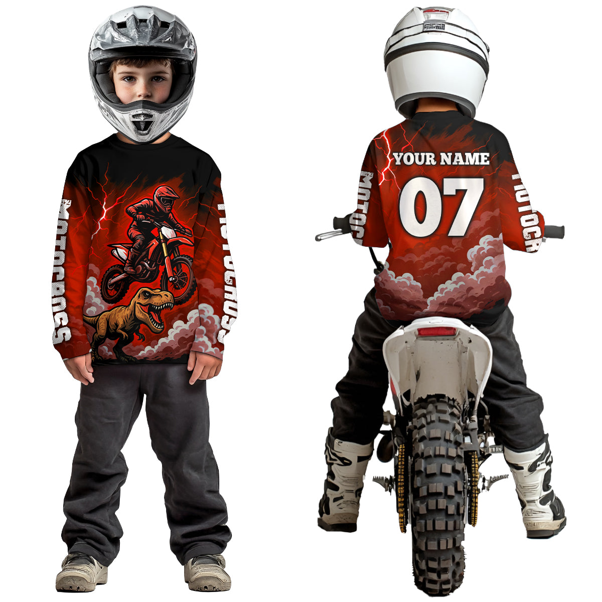 Red Motocross Jersey Smoke Dirt Bike Shirts for Men Kid Women Racing Off road Jersey XM413