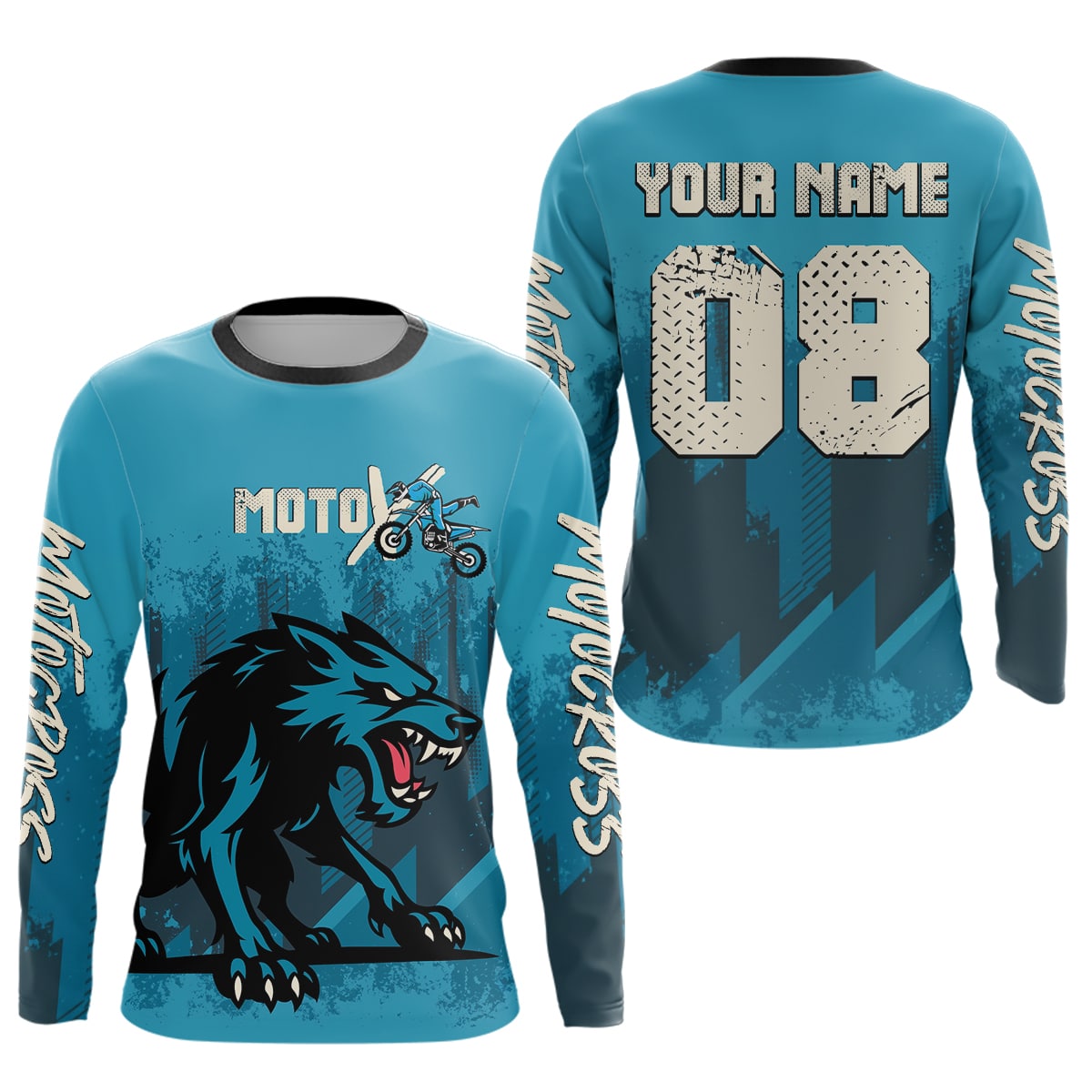 Wolf Motocross Jersey Blue Custom Dirt Bike Shirts Men Kid Women Motorcycle Jersey XM418