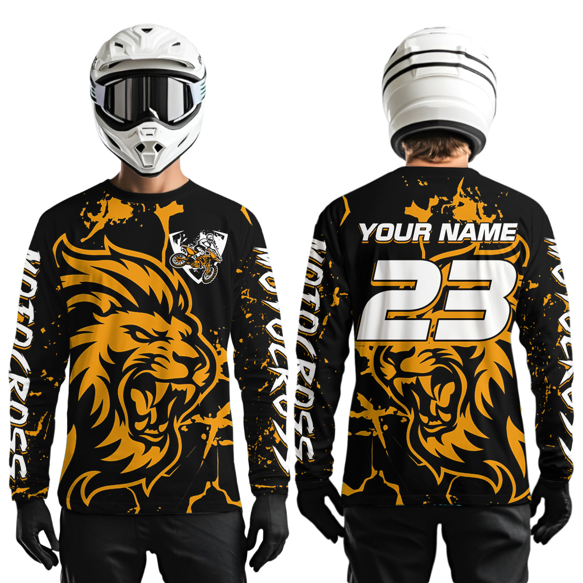 Orange Lion Custom Motocross Racing Jersey Kid Women Men Dirt Bike Shirts Riding Shirt XM422