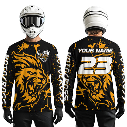 Orange Lion Custom Motocross Racing Jersey Kid Women Men Dirt Bike Shirts Riding Shirt XM422
