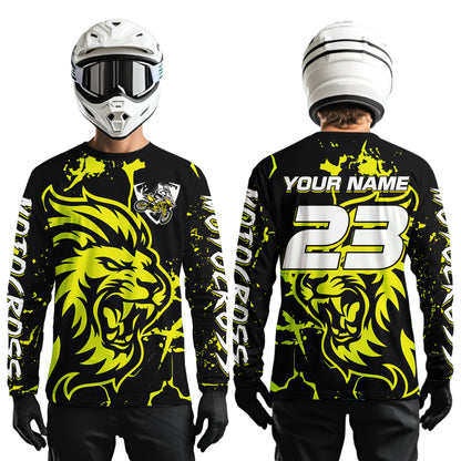 Yellow Lion Custom Motocross Racing Jersey Kid Women Men Dirt Bike Shirts Riding Shirt XM422
