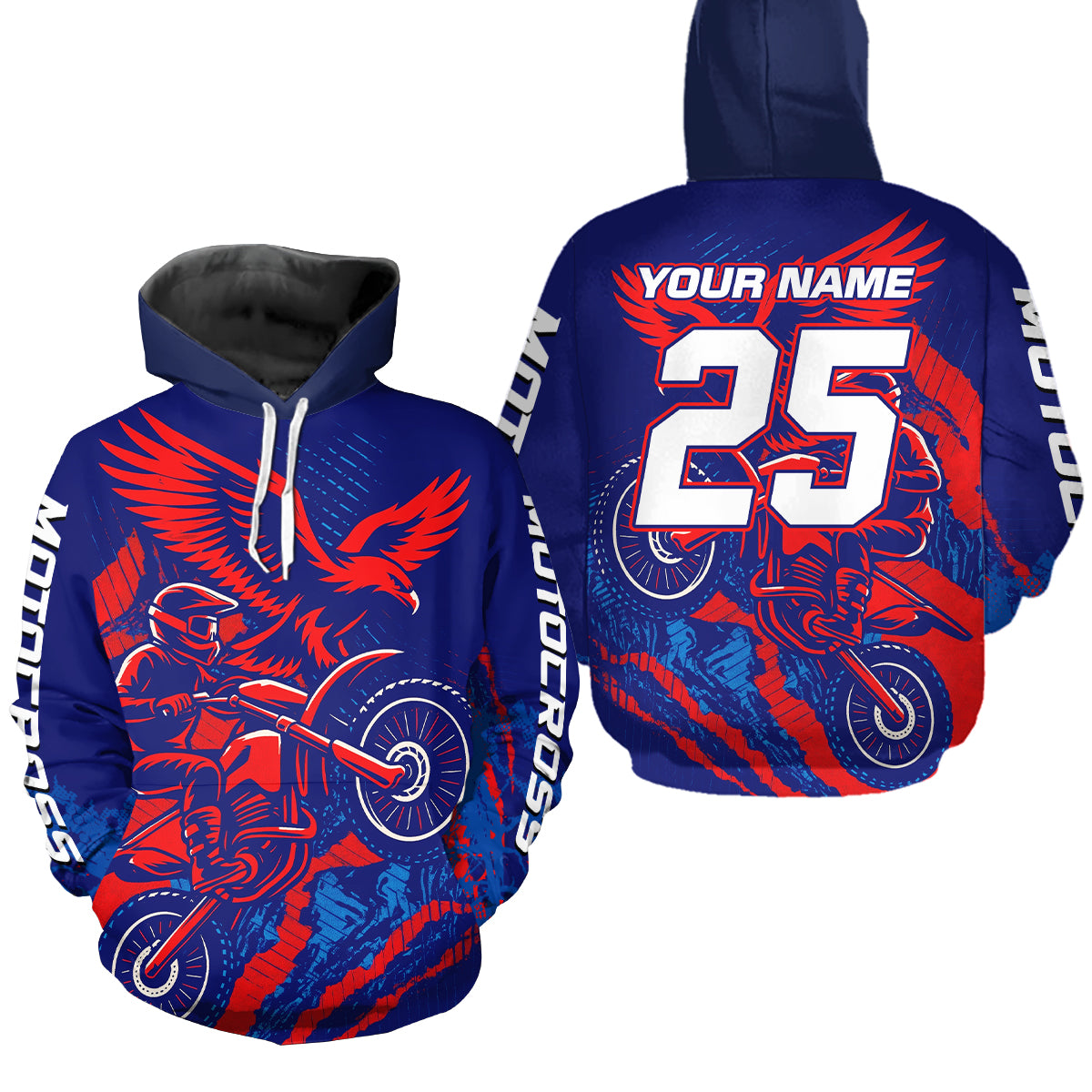 Eagle Motocross Hoodie Custom Men Women Dirt Bike Pink Blue Racing Hoodie Shirt MH424