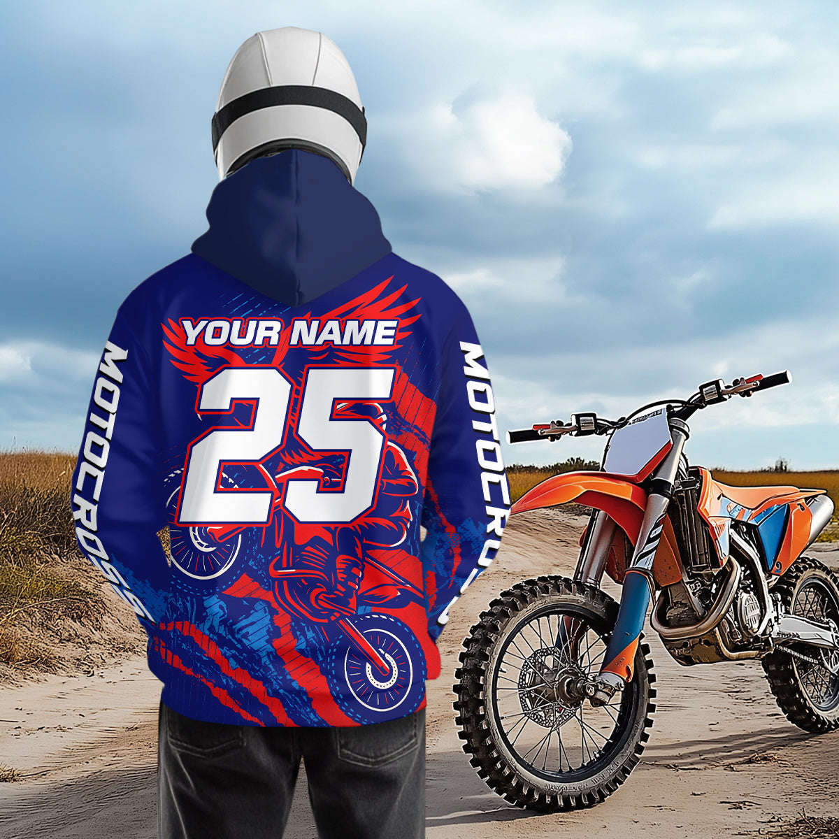 Eagle Motocross Hoodie Custom Men Women Dirt Bike Pink Blue Racing Hoodie Shirt MH424