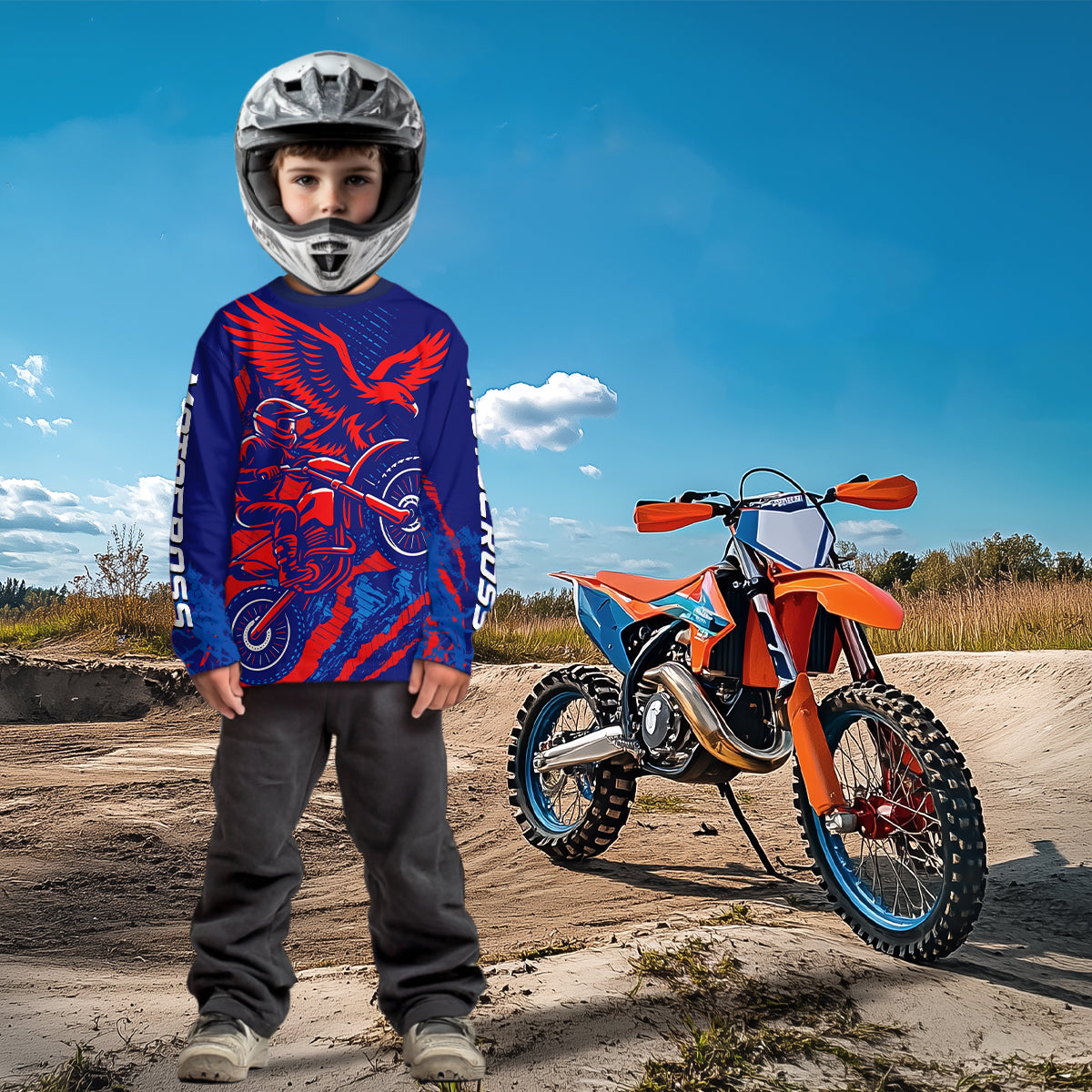Eagle Motocross Racing Jersey Kid Women Men Blue&Pink Custom Dirt Bike Shirts XM424