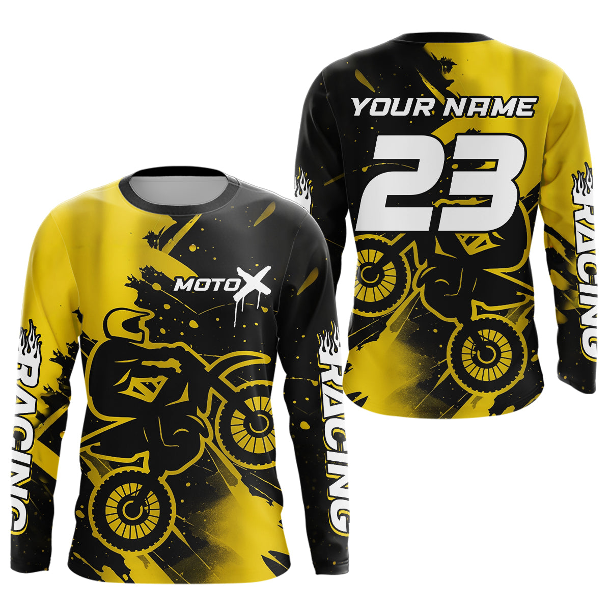 Yellow Motocross Jersey for Kid Women Men Personalized Dirt Bike Shirts Racing Shirt XM426