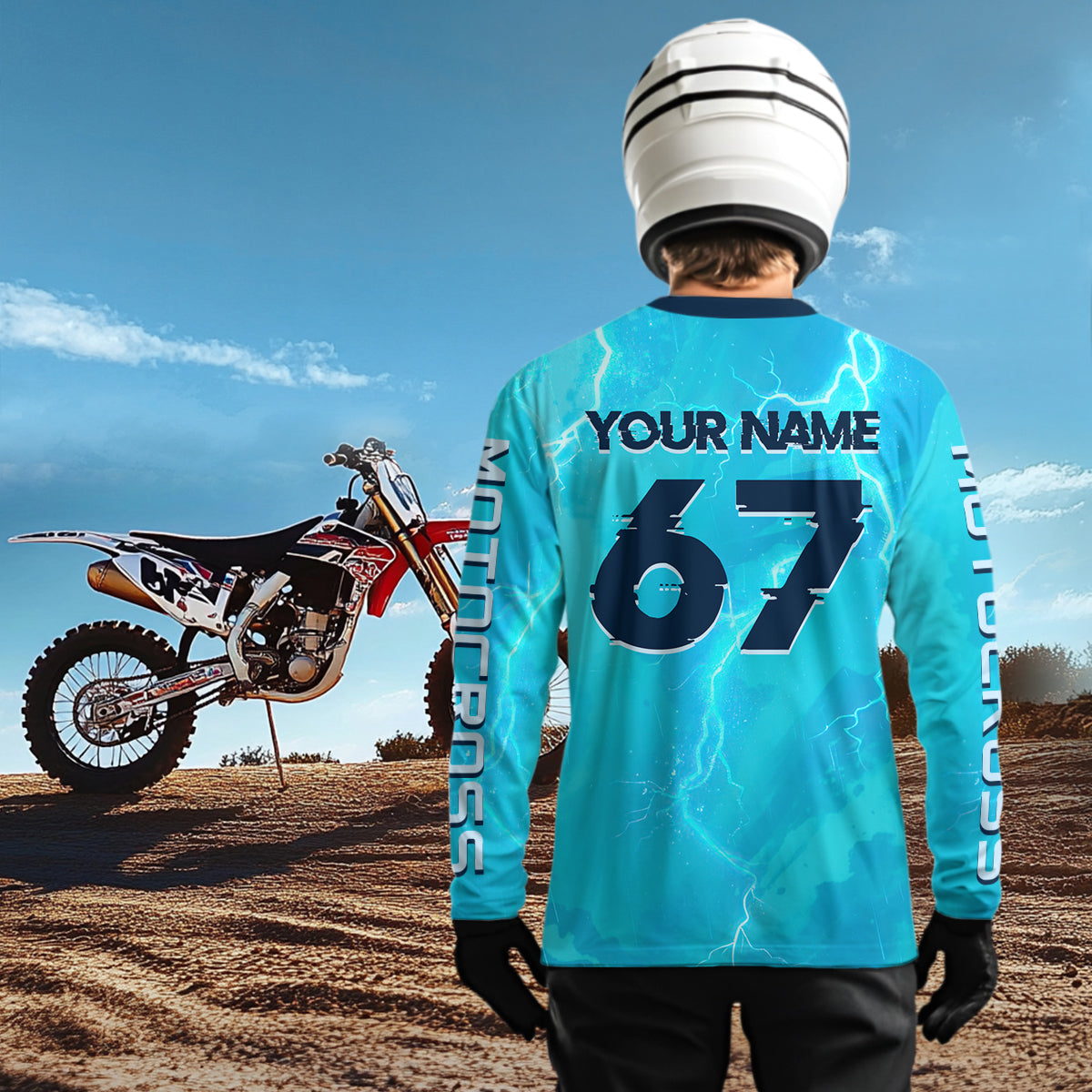 Lightning Blue Motocross Jersey for Kid Women Men Custom Dirt Bike Shirts Racing Shirt XM429