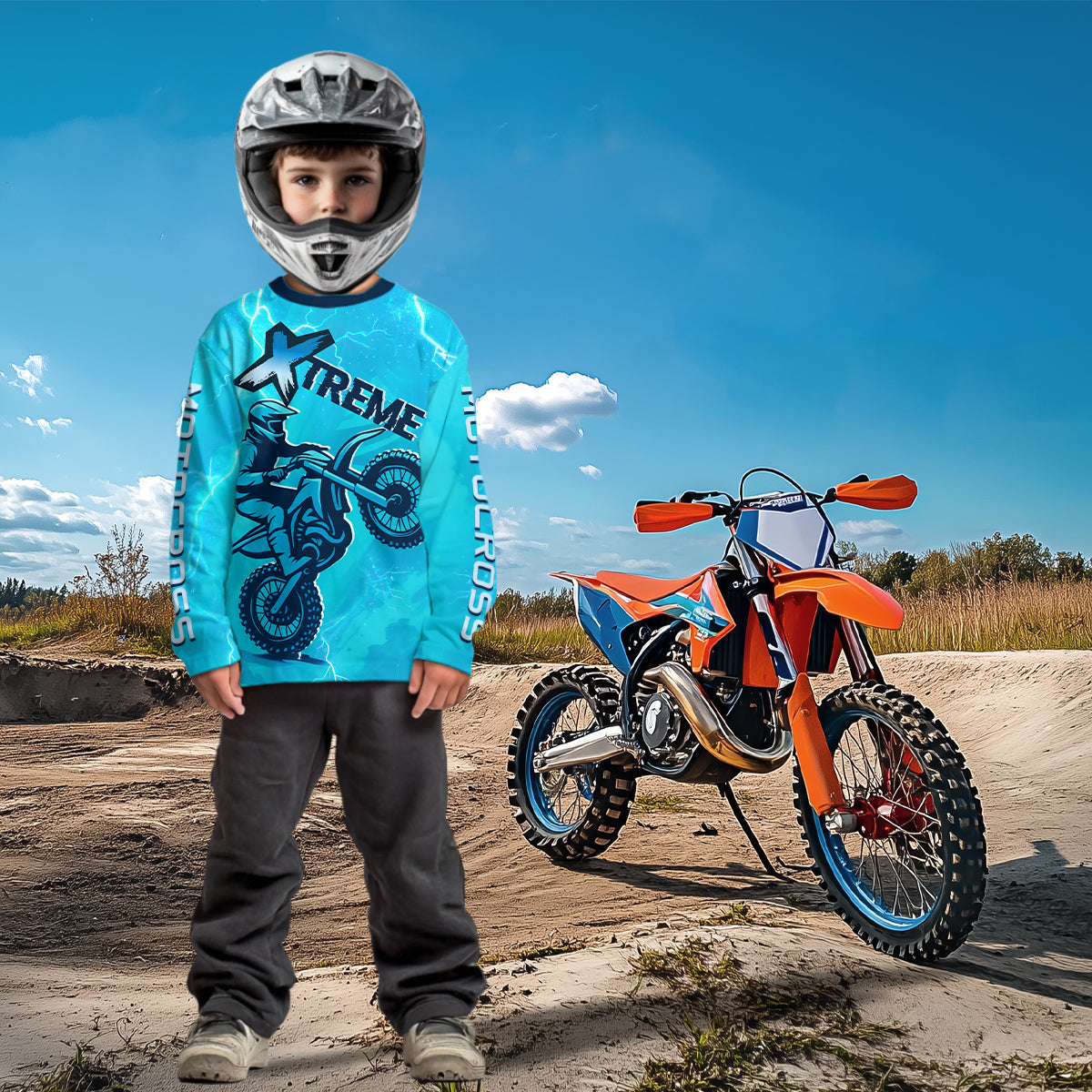 Lightning Blue Motocross Jersey for Kid Women Men Custom Dirt Bike Shirts Racing Shirt XM429