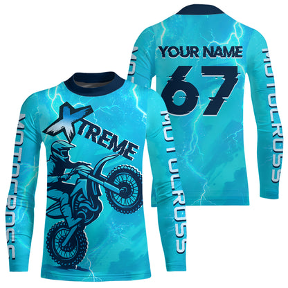 Lightning Blue Motocross Jersey for Kid Women Men Custom Dirt Bike Shirts Racing Shirt XM429