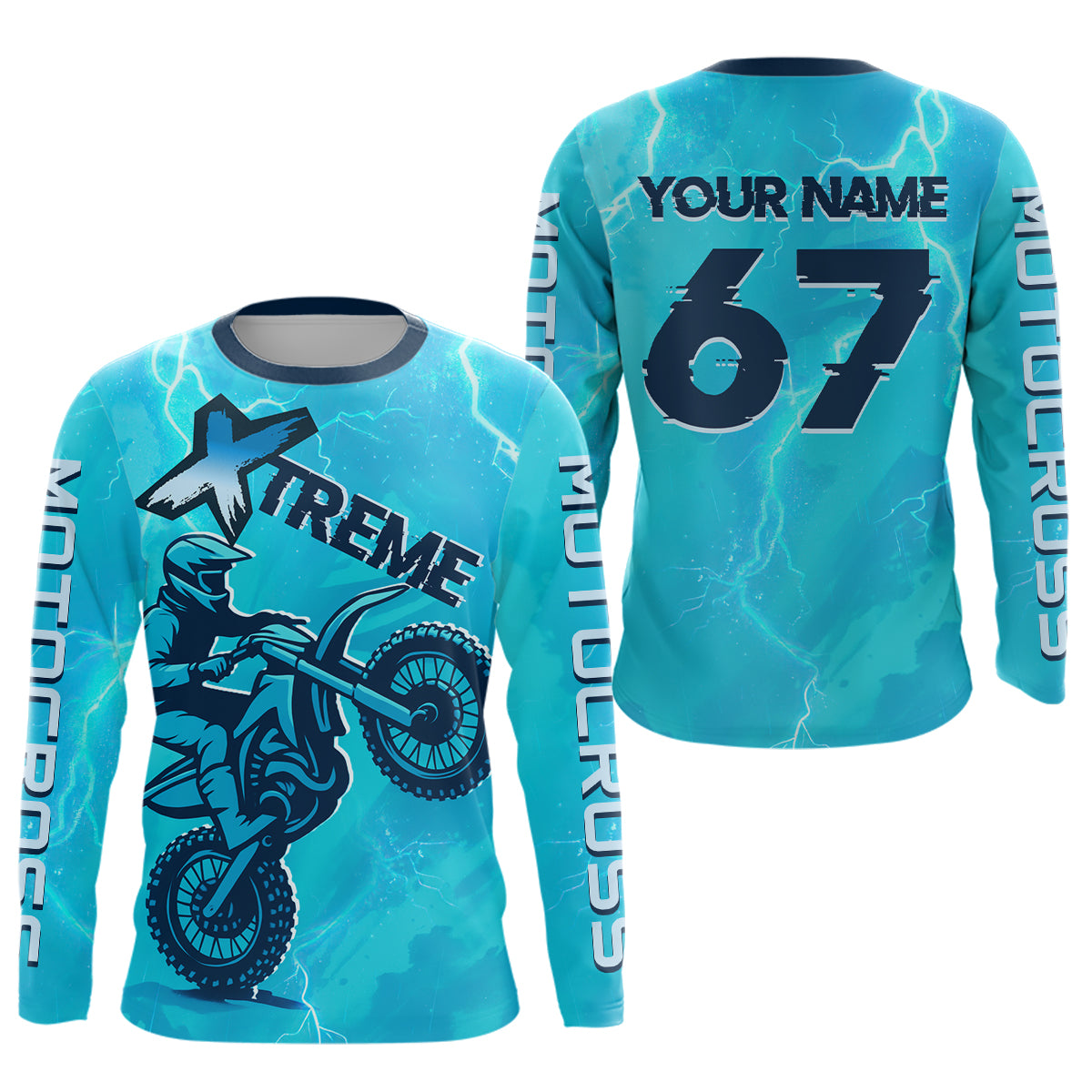 Lightning Blue Motocross Jersey for Kid Women Men Custom Dirt Bike Shirts Racing Shirt XM429