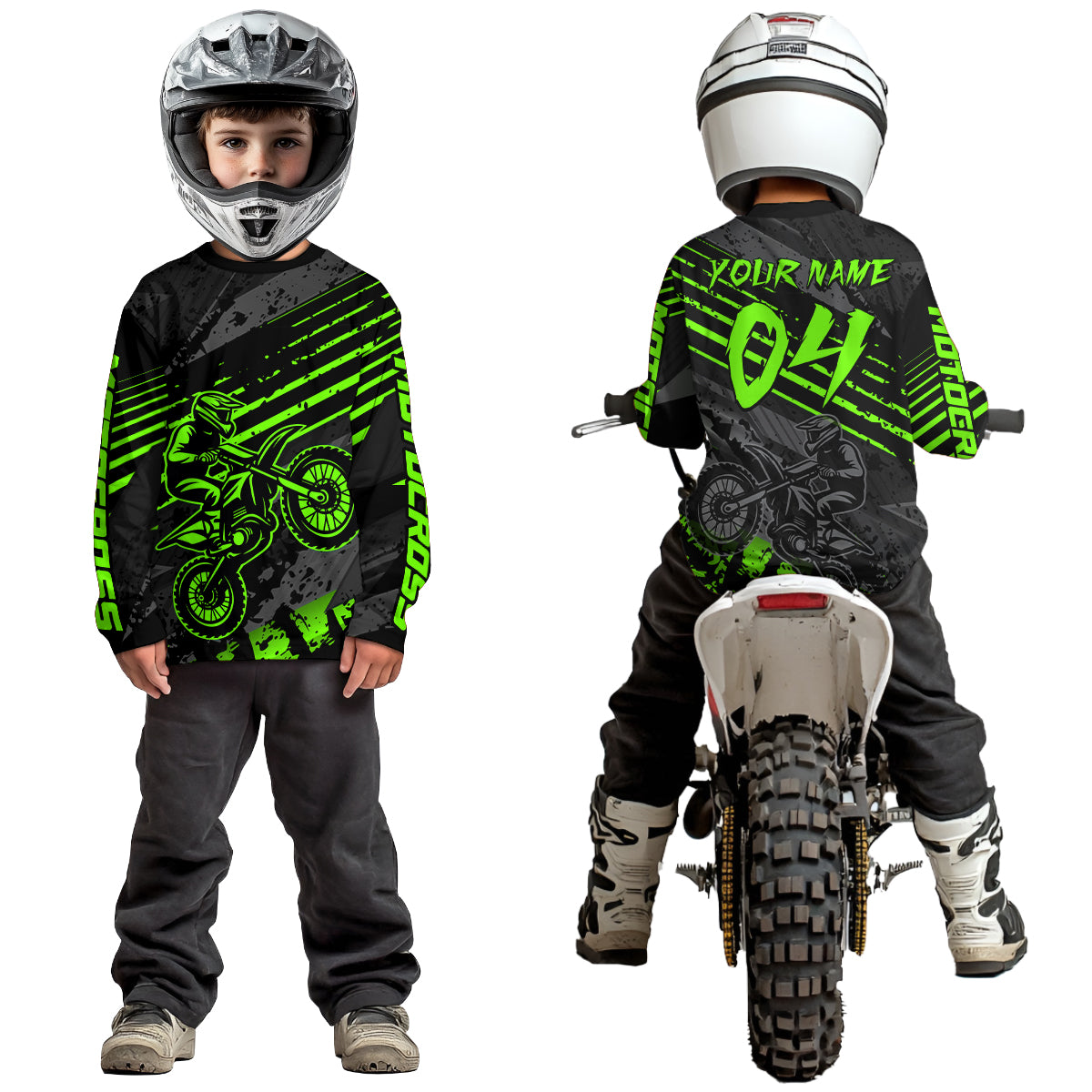 Green Custom Motocross Racing Jersey for Men Women Kid Dirt Bike Shirts Riding Shirt XM444