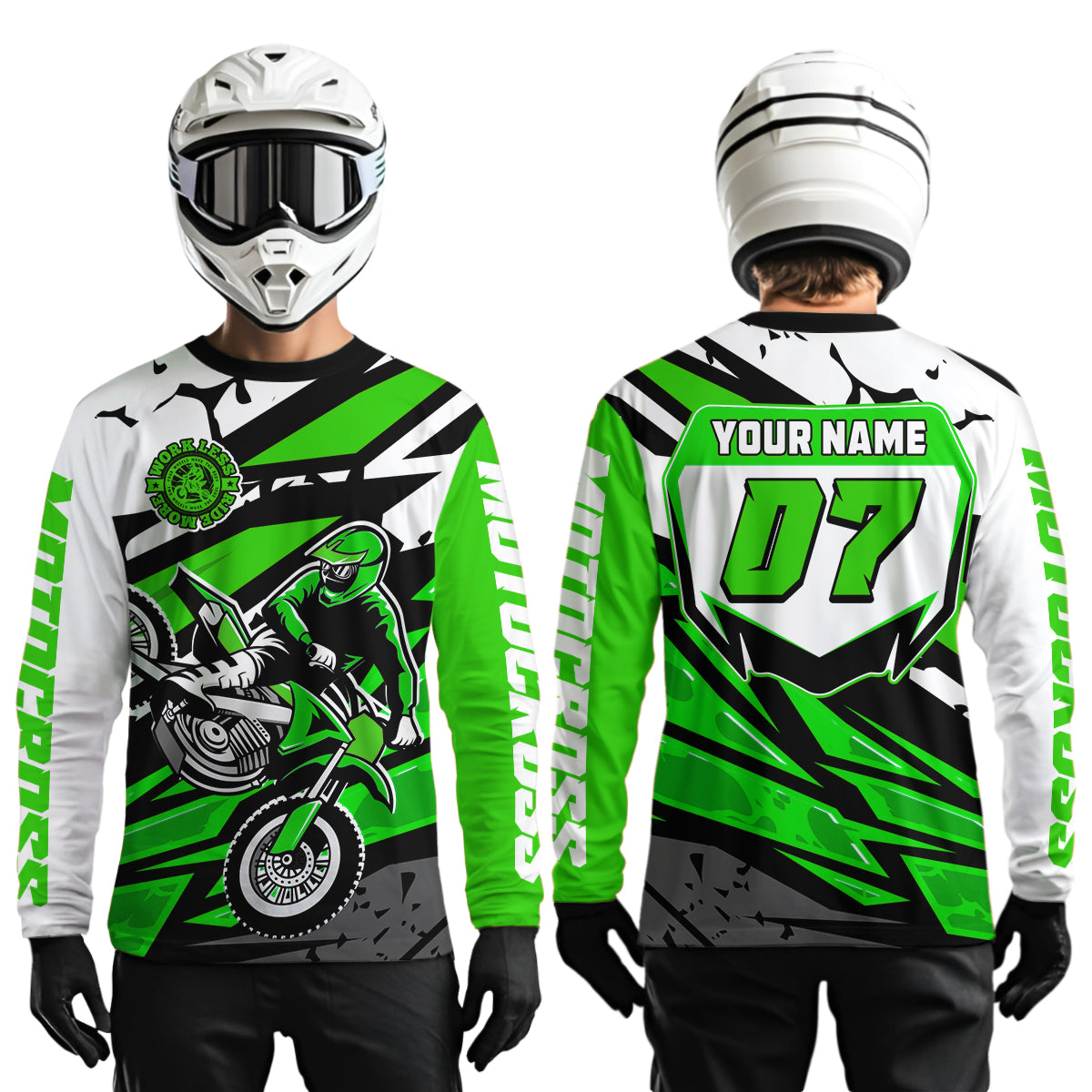Green Motocross Racing Jersey for Men Women Kid Custom Dirt Bike Shirts Riding Shirt XM446