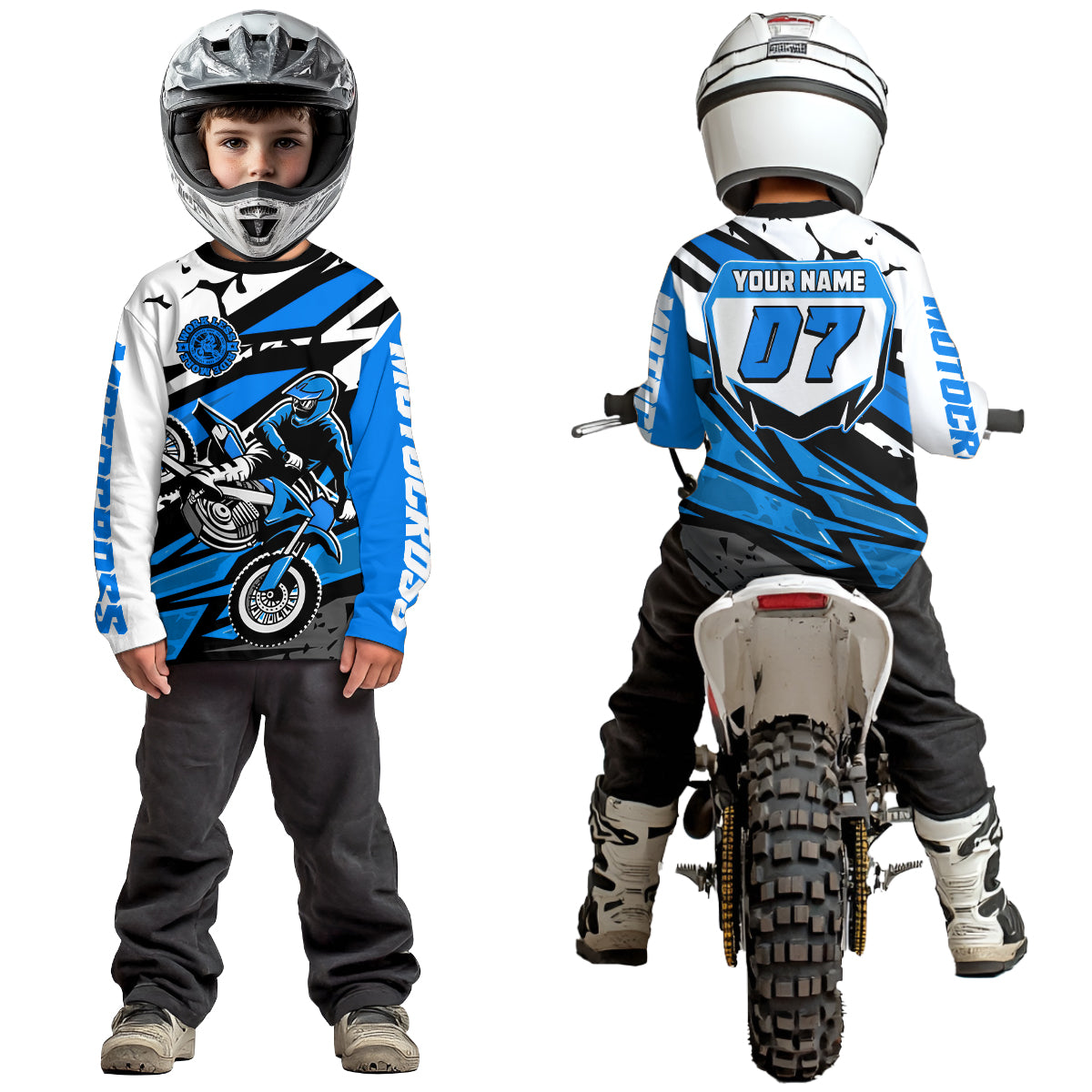 Blue Motocross Racing Jersey for Men Women Kid Custom Dirt Bike Shirts Riding Shirt XM446