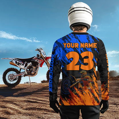 Blue and Orange Motocross Racing Jersey Men Women Kid Dirt Bike Motorcycle Shirt XM448