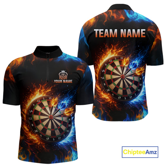 Custom Flame Darts Shirt for Men Darts Team Jerseys Dartboard Shirt Dart League NNT262