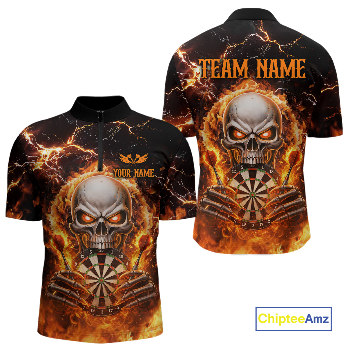 Custom Flame Skull Darts Shirt for Men Darts Team Jerseys Dartboard Shirt Dart League NNT266