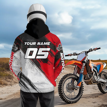 Red and Black Motocross Hoodie for Men Women Adult Dirt Bike Racing Hoodie Shirt MH474