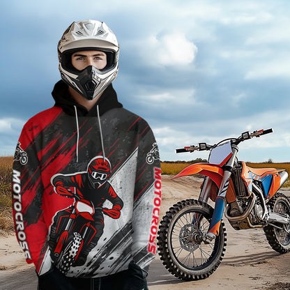 Red and Black Motocross Hoodie for Men Women Adult Dirt Bike Racing Hoodie Shirt MH474