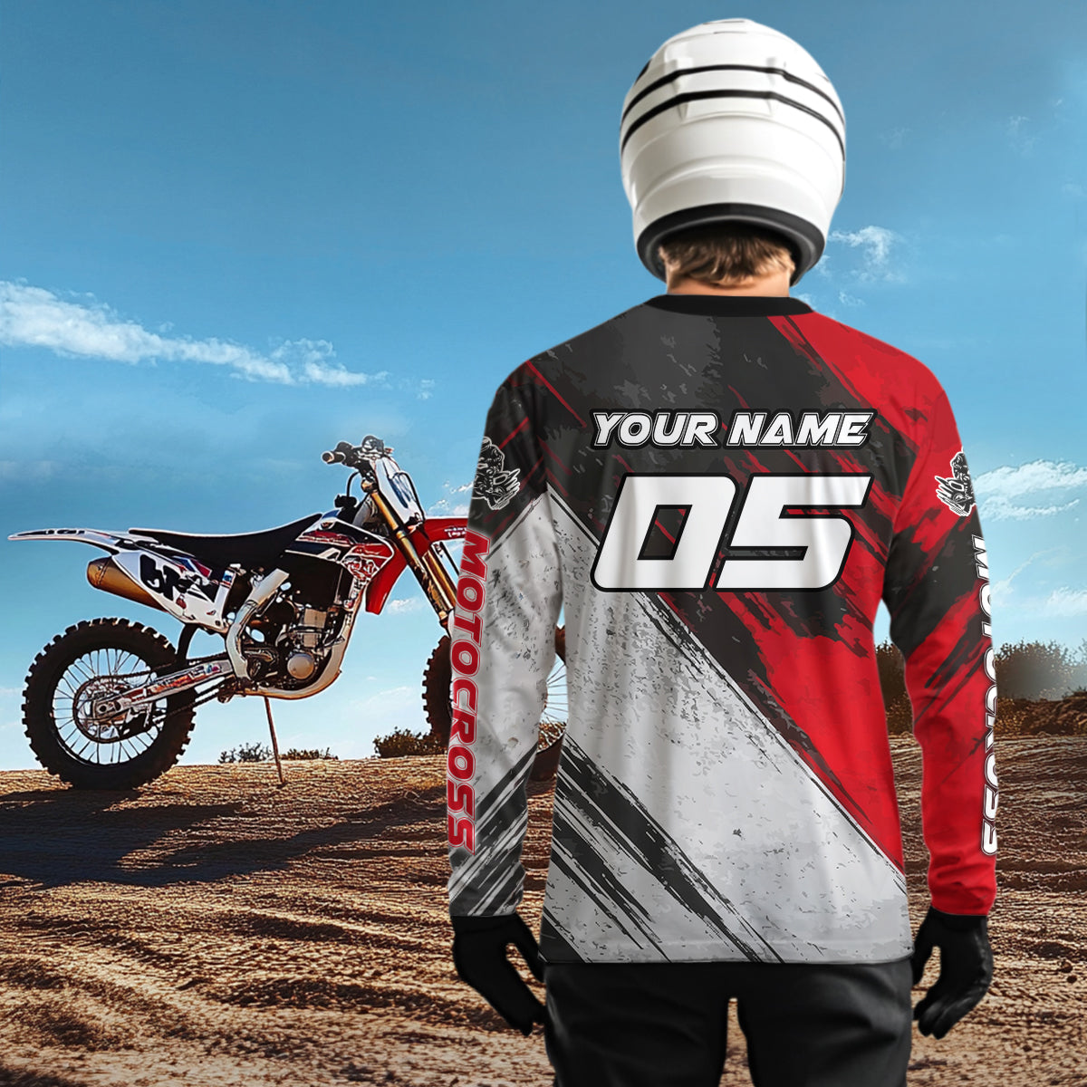 Red and Black Motocross Racing Jersey for Women Kid Men Dirt Bike Off road Shirt XM474